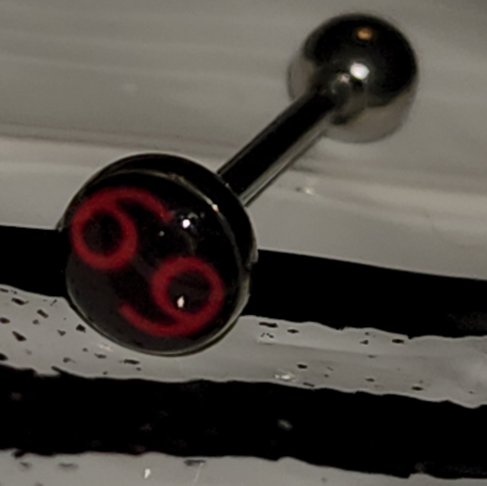 14g Tongue ring with the numbers 69